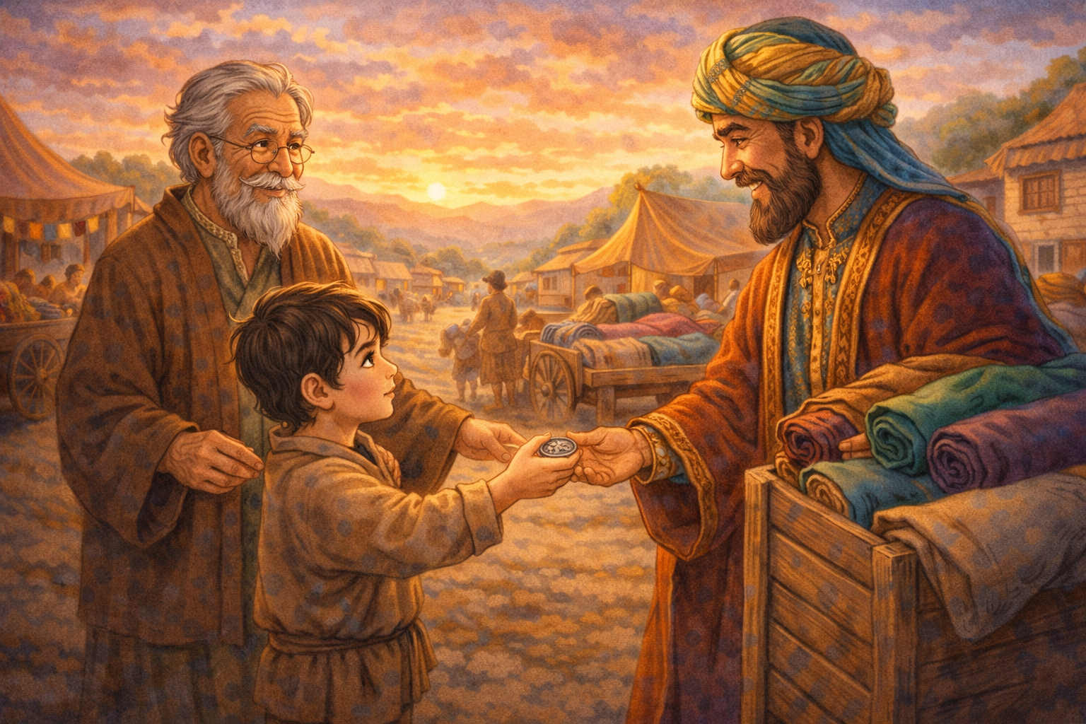 返ってきた銀貨 〜正直な少年と市場の長い一日〜